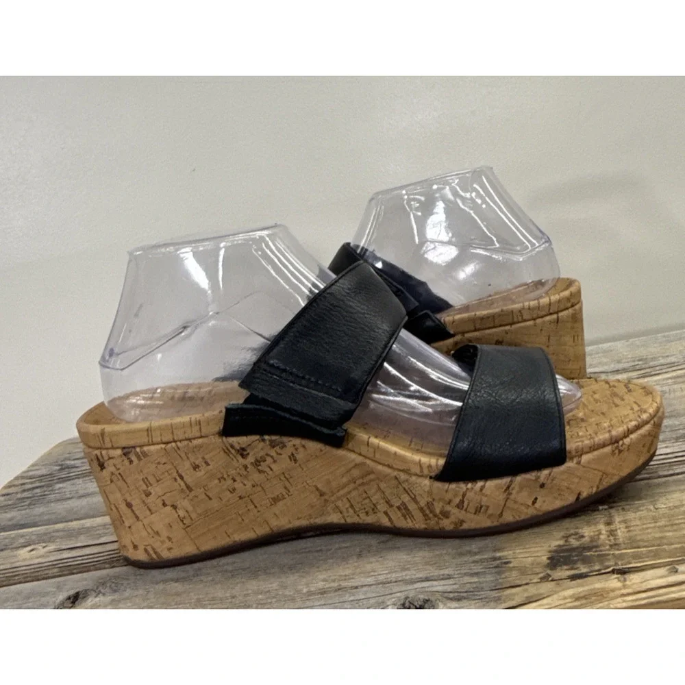 VIONIC Pepper Platform Wedge Sandals- Wide Strap/Black/Open Toe -Wmns Sz 9 Chrty